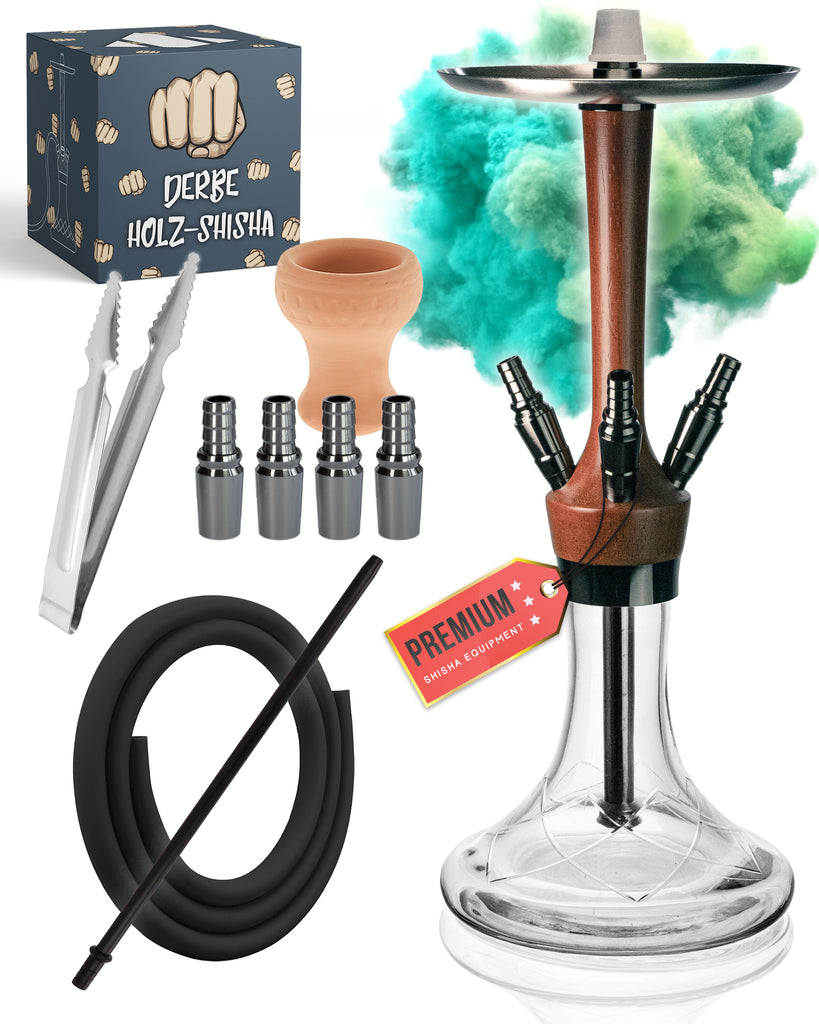 Derbe Holz Shisha - 4 Anschlüsse